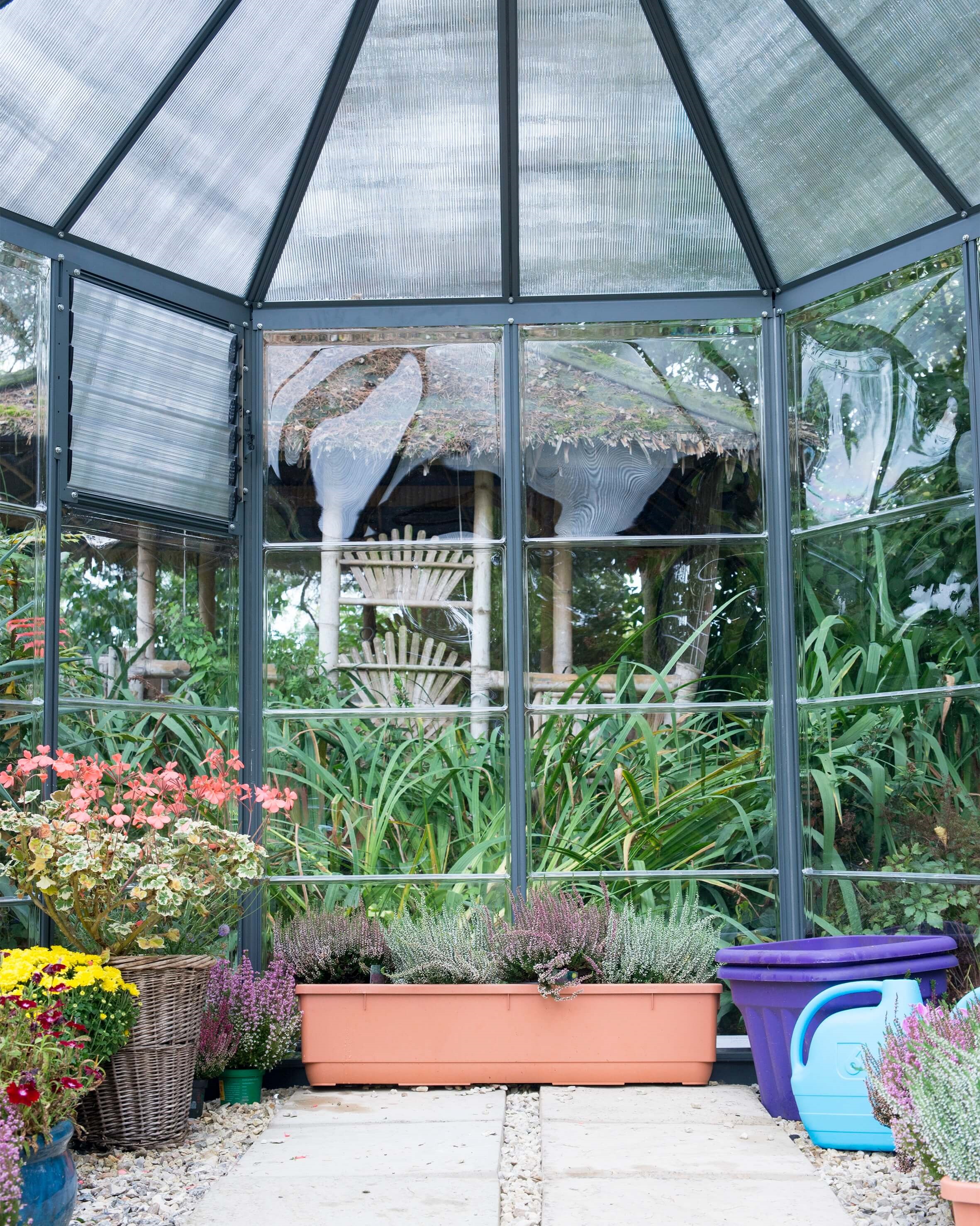 Interior View of Hexagonal greenhouse